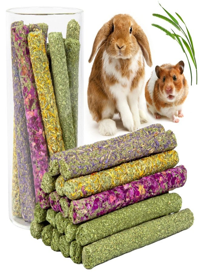 Sofier 32Pcs Timothy Hay Sticks 320g for Rabbit, Guinea Pig, Hamster - Natural Handmade Treats and Chews for Teeth - Chinchilla, Rat, Gerbil Toys - Image 1